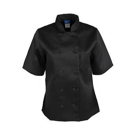 KNG Medium Women's Black Short Sleeve Chef Coat 1875M